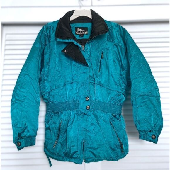 Inside Edge Vintage 80s Retro Metallic Clinched Waist Snow Ski Suit Size L - Picture 5 of 12